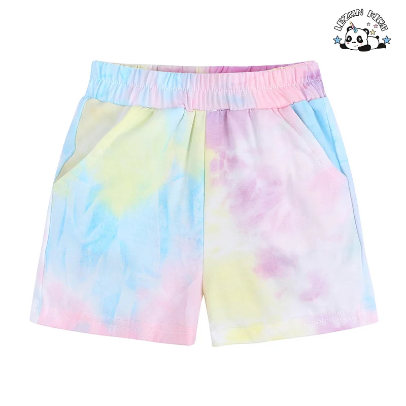 LEZONKIDS - Conjunto de Roupas Femininas de Manga Curta de Alta Qualidade, 2 Peças, Camiseta Tie-dye para Meninas de 2 a 14 anos